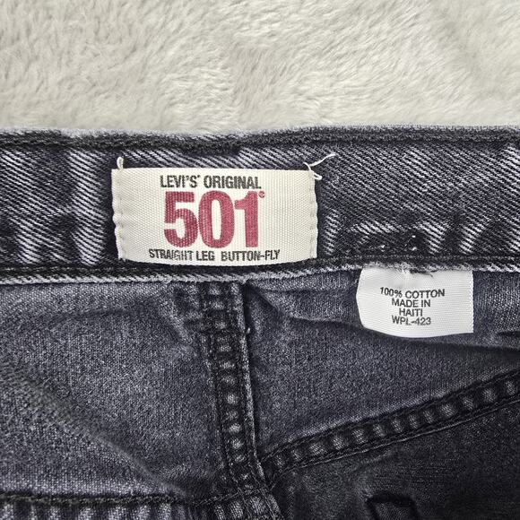 Levis 501 Jeans Mens 38x34 (Fits 34x30) Black Button Fly Straight Denim Y2K - Picture 6 of 16